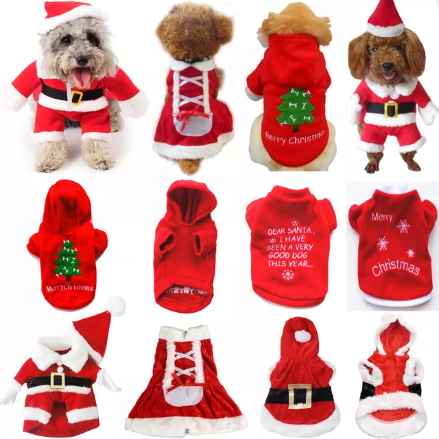 Haustier Hund Weihnachten Kapuzenpullover Xmas Hundebekleidung Mantel Jacke Neu