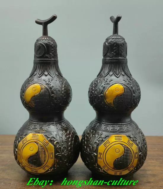 Paire de vases Gossip Gossip Gossip Gossip 5.7" en cuivre doré de Chine ancienne