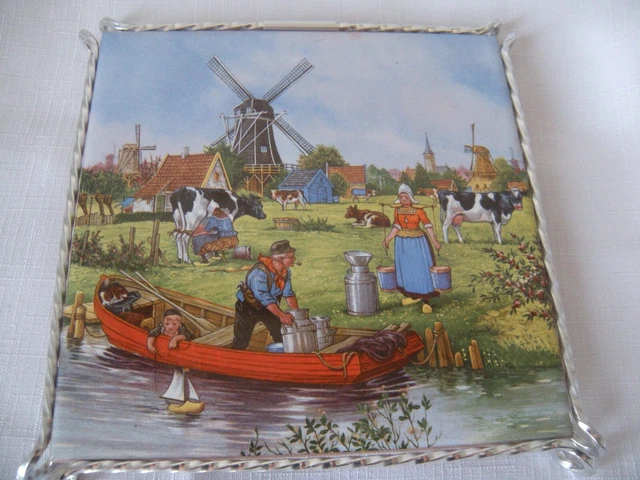 Vintage Ceramic Tile Hand Painted Ter Steege Bv Made in Holland 4/7/93 MASJID012