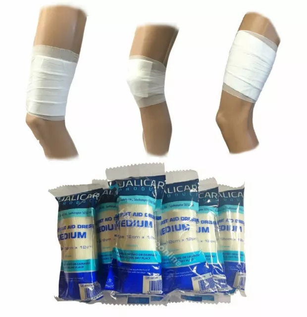 Sterile Wound Dressings -Medium 12 x 12cm - HSE Workplace First Aid Bandages
