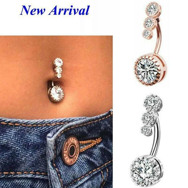 Navel Belly Button Rings Bar Crystal Flower Dangle Jewelry New N FAST L1Q6