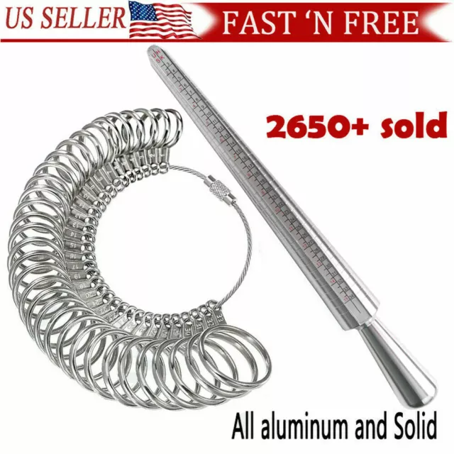 Metal Ring Sizer Gauge Mandrel Finger Sizing Measure Stick Standard Jewelry Tool