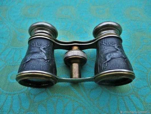 Jumelles Anciennes Art Nouveau XIXe - Cerf Plaqué Argent Et Laiton - Fabriquées En France
