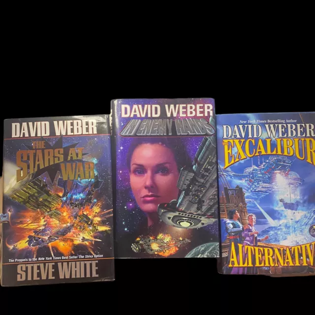 Lot of 3 David Weber Hardcover Books Sci-Fi Fantasy In Enemy Hands Excalibur