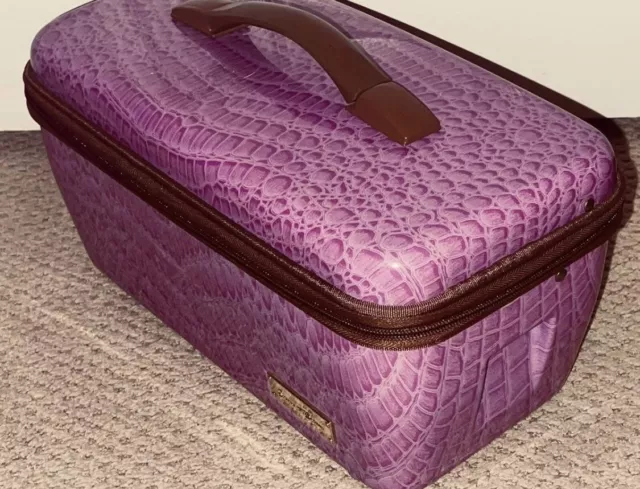 Samantha Brown Pink Vintage Snakeskin Handle Hard Cosmetic Travel Carry Case