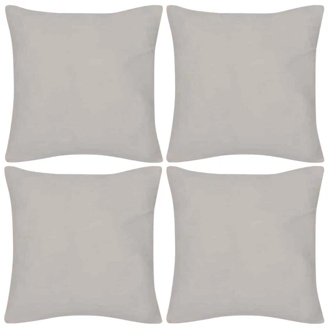 4 Beige Cushion Covers Cotton 80 x 80 cm