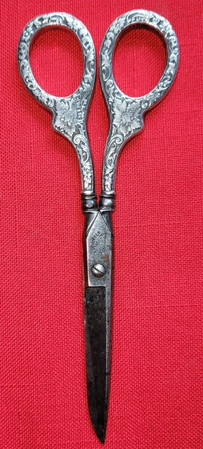 Antique  J.a. Henckels Twin Works Germany Ornate Sterling Silver Sewing Scissors