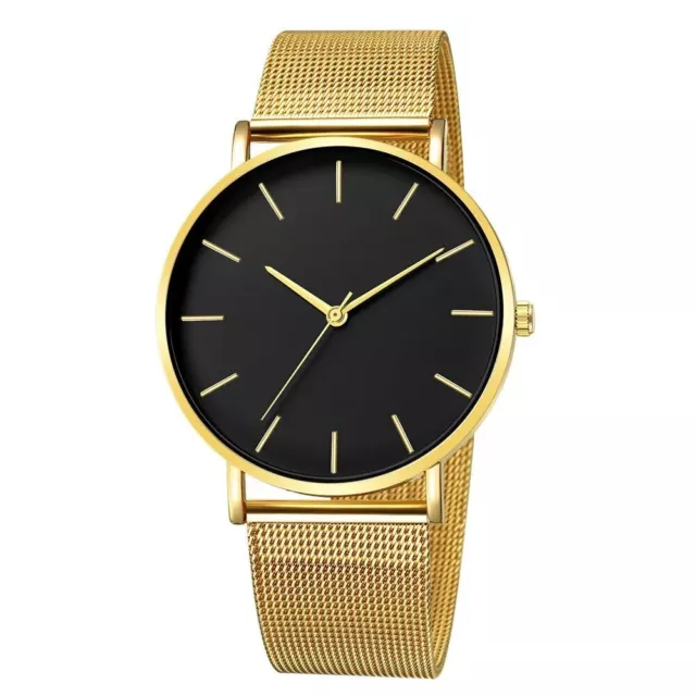 Damen Armbanduhr Schwarz Gold Uhr Fashion Frauen Mode Quarz Luxus Business