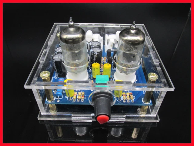 DollaTek Préamplificateur à Lampes 6J1 HiFi Stéréo – Son Chaud & Doux – Réglages Aigus/Basses/Volume – Compatible Tous Amplis – Aluminium CNC