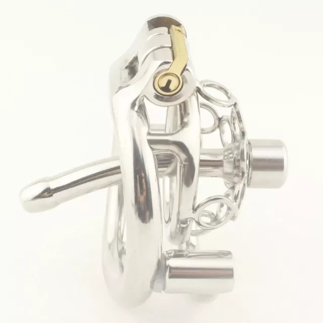 Stainless Steel Male Chastity Cage Device Small with Lock Ring Belt