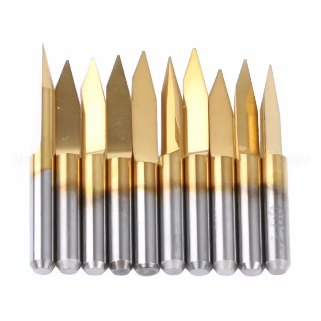 10x Titanium Coated Carbide PCB Engraving CNC Bit Router Tool 30 Degree 0.3mm