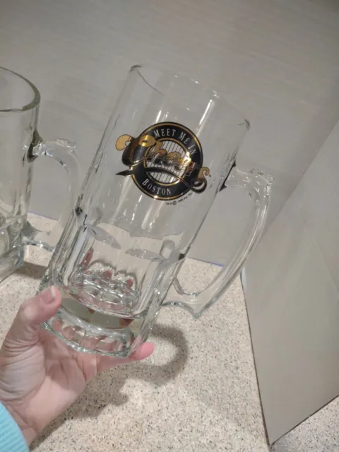 Meet Me In Cheers Boston 8" Heavy Clear Glass Beer 32 0z Mug Stein Man Cave Bar 2