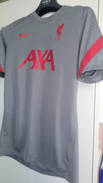 Nike Liverpool Training Shirt AXA Grey 2020-2021 Breathe Strike Size Small Mens