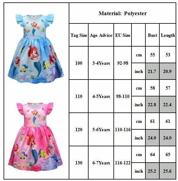 Children Kids Girls Summer Birthday Party Tutu Dresses Mermaid Princess Dress AU 3