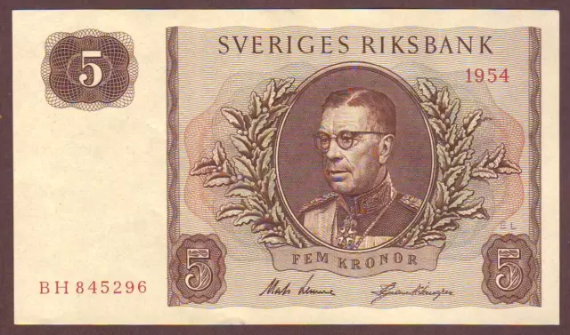 SWEDEN  5 Kronor  1954     UNC