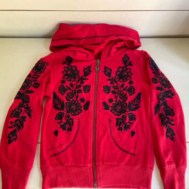 Girls GUESS red Embroidered zip up size 6x