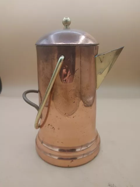 Vintage Copper & Brass Tea Mug Water Pitcher 9.5'' High