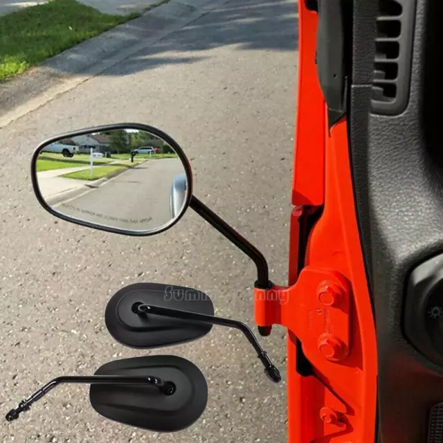 For 1989-2018 Jeep Wrangler TJ JK Pair Black Door Hinge Mirrors Universal Long