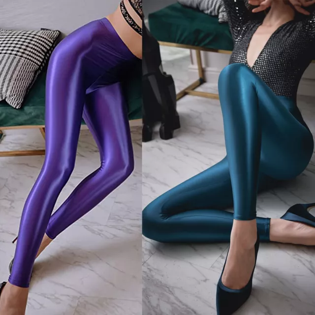 LEOHEX Women's Sexy Glitter Transparent Leggings Yoga High Waist Sports  Fitness 