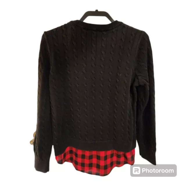 WOMEN'S LAUREN RALPH Lauren Black and Red Plaid Sweater $25.00 - PicClick