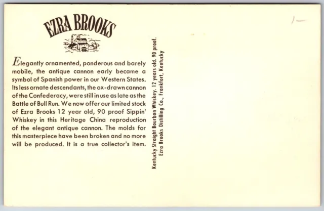 Ezra Brooks Bottles postcard Distilling Co. Frankfort, Kentucky KY cannon 2