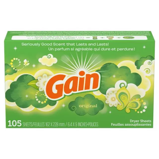 Gain 1000637 Original Scent Fabric Softener Sheets - Pack of 6  105 per Pack