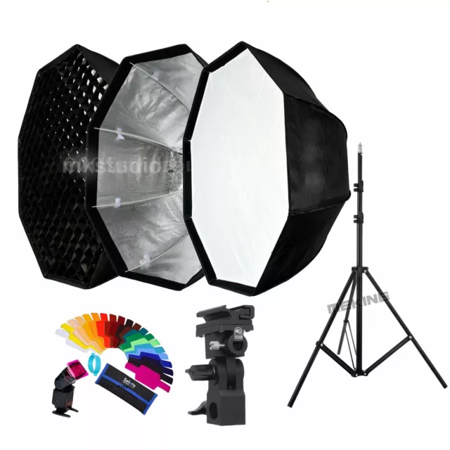 80cm Umbrella Octagon Softbox with Grid stand For Studio Strobe Flash Lighting