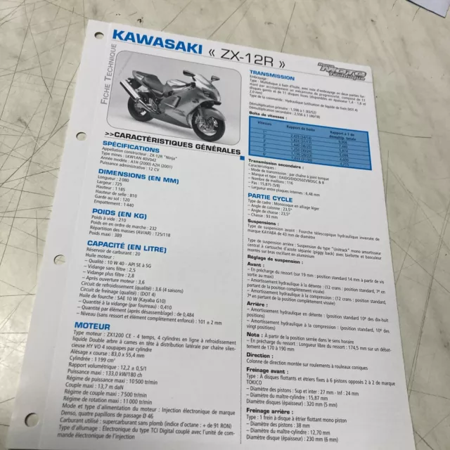 Kawasaki ZX-12R 1200 Ninja A1H 2000 A2H 2001 Scheda Tecnica Moto Prop ZX12R ZXR