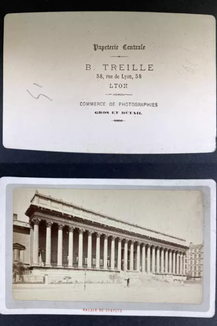 France, Lyon, Palais de Justice, Photo. B. Treille Vintage cdv albumen print C