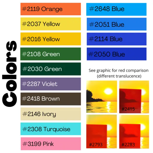 1/8" Solid Colored Acrylic Plexiglass Plastic Sheet, Choose Size and Color 3