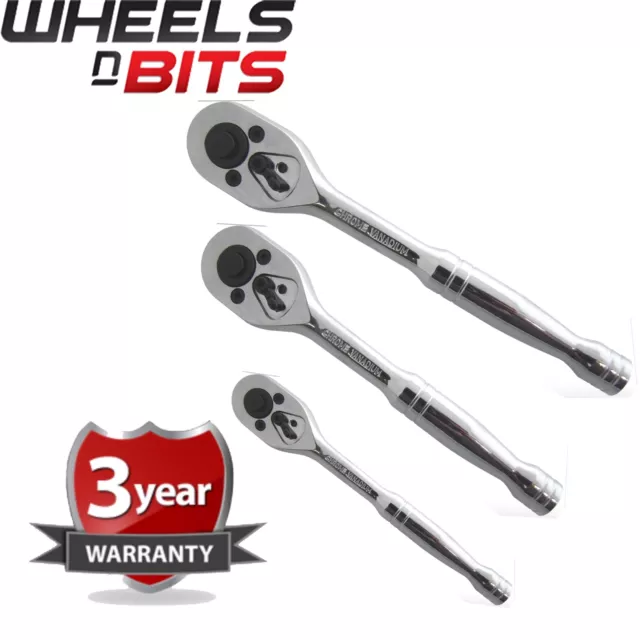 1/4" 3/8" 1/2"  Inch Dr Drive Professional Crv Quick Release Ratchet Handle Tool