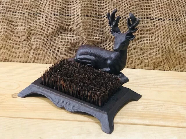 Cast Iron Boot Shoe Brush Mud Scraper Deer Mud Room Rustic Hunter Farm Farmhouse