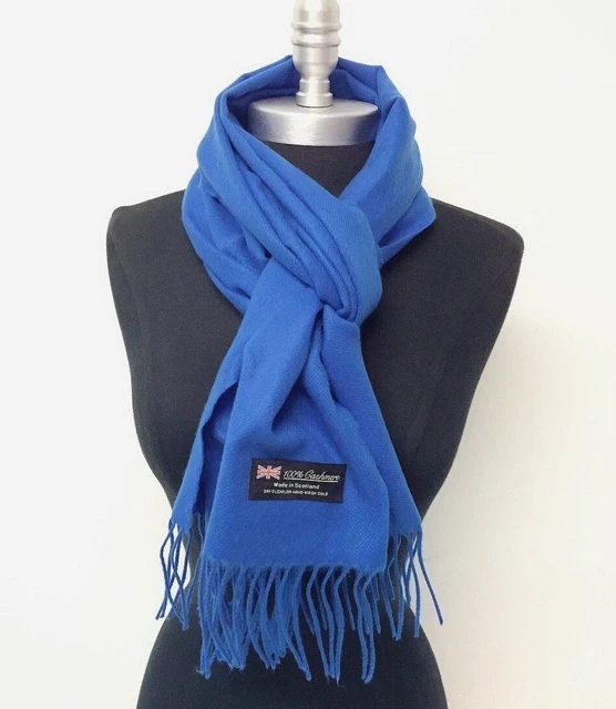 Echarpe Bleu roi Mixte 153 X10,4 cm 100% Cachemire Fabriqué en Gde-Bretagne LF - Accessoires & Bagagerie