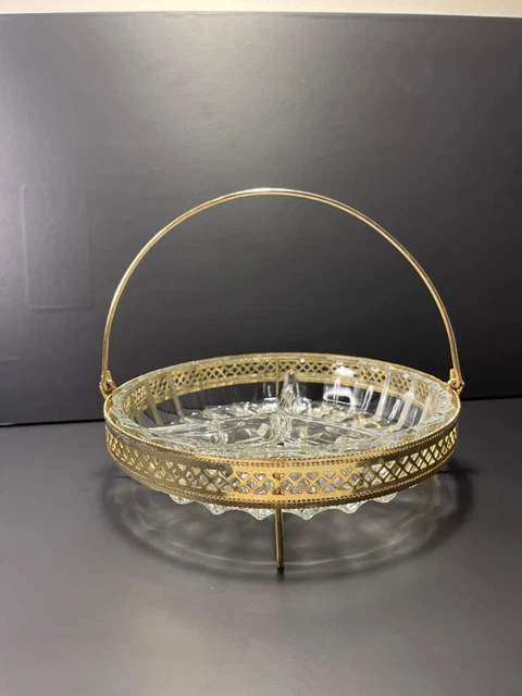Plat vintage en verre et métal - France Plat vintage en verre et métal - France