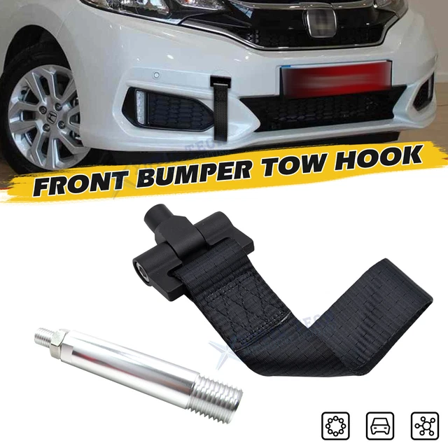 NYLON JDM STYLE Front Bumper Tow Hook Adapter w/Towing Strap For Honda