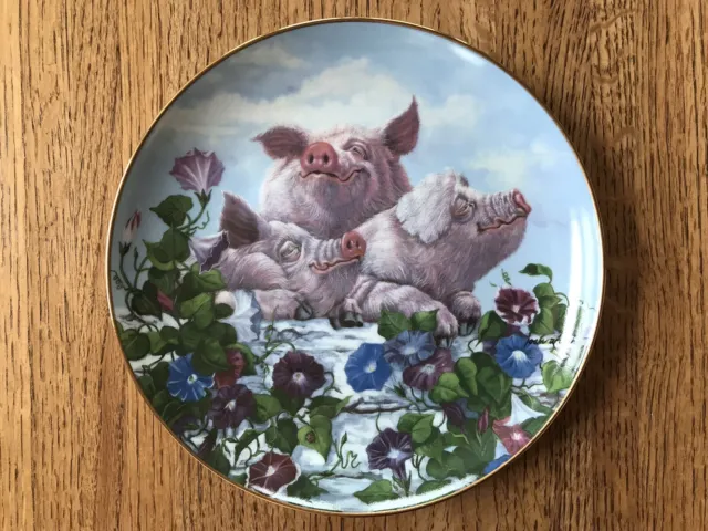 Danbury Mint, Pigs in Bloom, Joan Wright, "Hamming It Up", Farm, Garden, Cottage