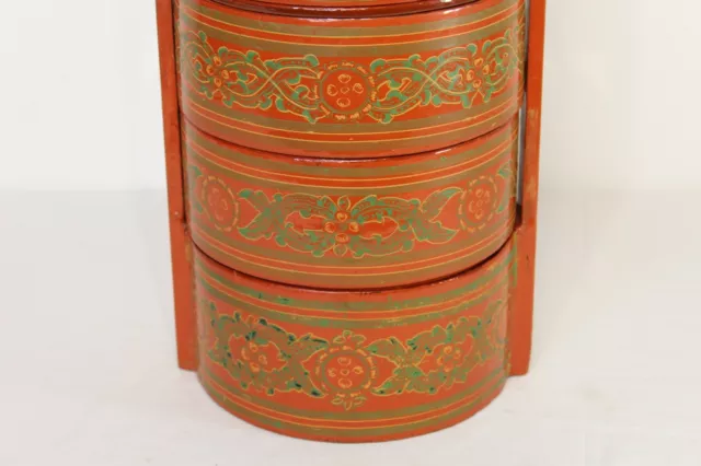 Betel Nut Box Lacquerware Carrying Container Box #6 Large Multi Color Designs 3