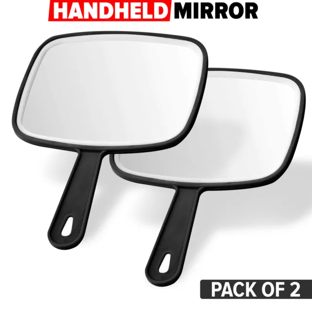 2x Hand Held Mirror Salon Style Hand Held Vanity Mirror Professional Makeup Tool