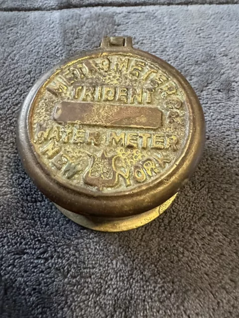 Vintage Metrometer Co. Trident Water Meter New York Brass Trinket Box Steampunk!