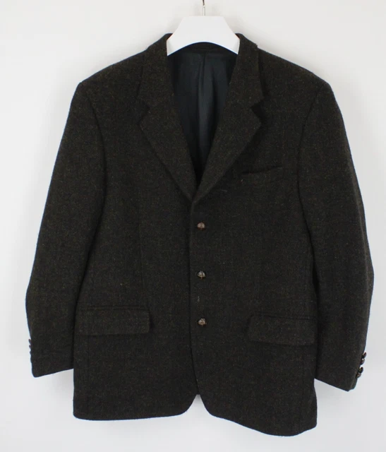 Harris Tweed Giacca Uomo UK 44 Lana Monopetto Dentellato Bavero Colletto