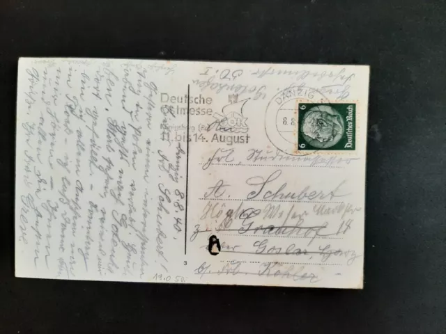 Werbestempel Danzig Deutsche Ostmesse Königsberg Ostpreussen 1940 gelaufen 52€ 2