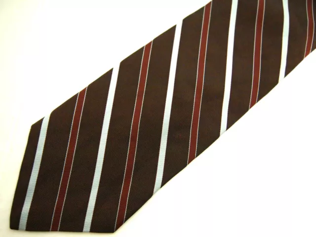 Brooks Brothers Makers Mens Necktie Tie Brown Blue Striped Repp Silk 58"