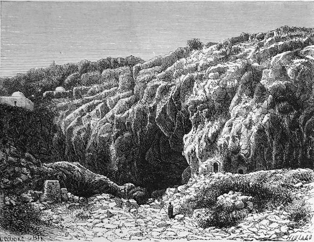 JERUSALEM - BANIAH CAVE - 19th century engraving