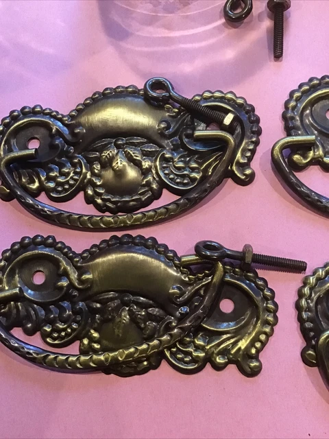 5 Drop Bail Pull  Drawer Hardware handle Stamped Solid Brass NOS