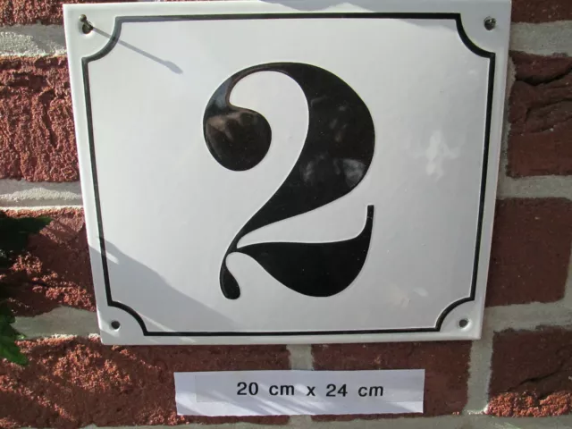 Hausnummer Mega Groß   Emaille Nr 1 schwarze Zahl weißer Hintergrund 24cmx20 cm 3
