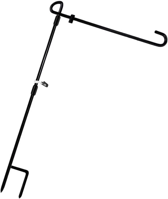 Wrought Iron Garden Flag Stand Outdoor Banner Holder Metal Yard Flagpole for Hal