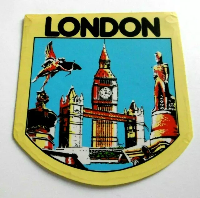 Souvenir-Aufkleber London Big Ben Tower Bridge Sehenswürdigkeiten England GB 70s