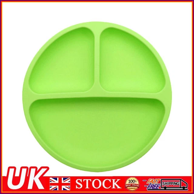 Cute Baby Infant Dining Plate Non Slip Training Sucker Dishes Tableware (Green)
