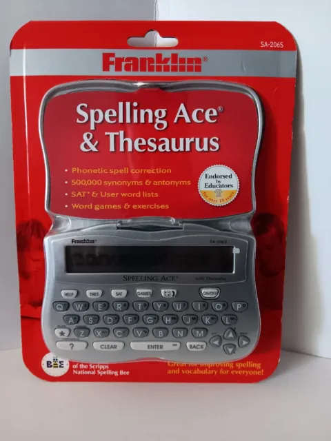 Franklin Spelling Ace & Thesaurus SA-206S Word Games Spell Correction Brand New