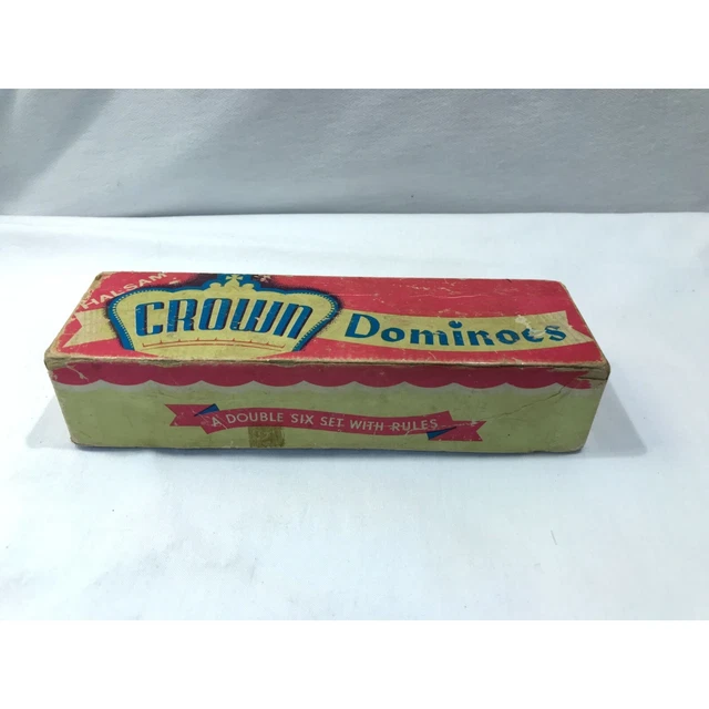 Vintage Halsam Crown dominoes, bakelite butterscotch double six set